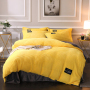 Fluff Bedding Comforter Set, Urban Strip Series Keep Warm Coral Fleece Bedding Sets/