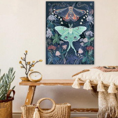 Amazon Hot Selling Flax Tapestry Bohemian boho decor Butterfly Series Home Furnishing Metal Buckle Tapestry/