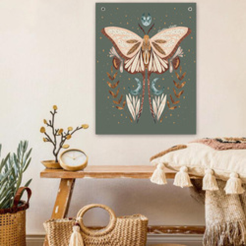 Amazon Hot Selling Flax Tapestry Bohemian boho decor Butterfly Series Home Furnishing Metal Buckle Tapestry/