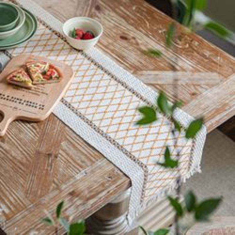 Table flag cotton and linen stripe splicing two-color woven flow su natural material American festival table cloth/