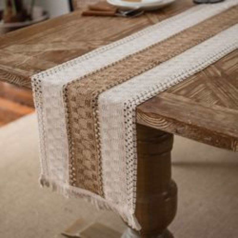 Table flag cotton and linen stripe splicing two-color woven flow su natural material American festival table cloth/