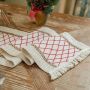 Table flag cotton and linen stripe splicing two-color woven flow su natural material American festival table cloth/