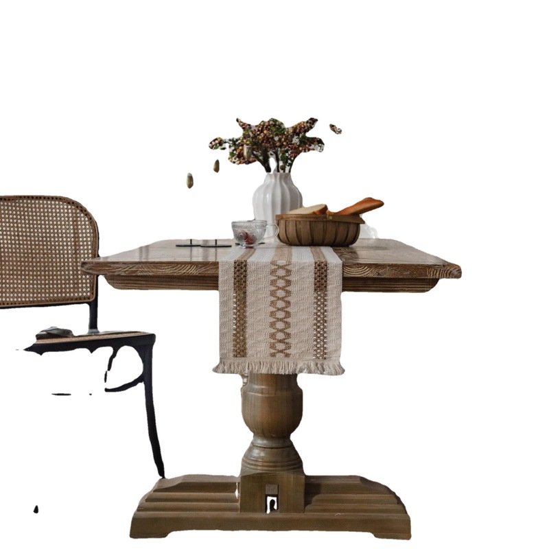Table flag cotton and linen stripe splicing two-color woven flow su natural material American festival table cloth/