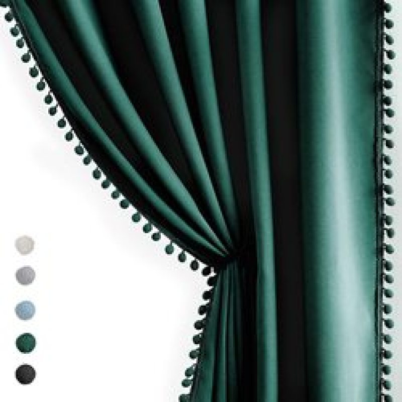 Window Solid Color Soundproof Polyester Livingroom Drapes, Ready Made Thermal Insulated Room Darkening Curtain Panels/