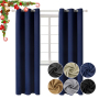 Window Solid Color Soundproof Polyester Livingroom Drapes, Ready Made Thermal Insulated Room Darkening Curtain Panels/