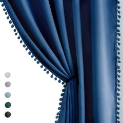 Window Solid Color Soundproof Polyester Livingroom Drapes, Ready Made Thermal Insulated Room Darkening Curtain Panels/