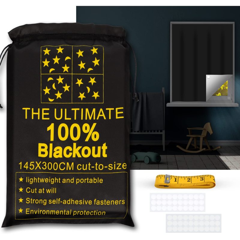299.72cm x 144.78cm Travel window 100% blackout material temporary Portable blackout curtains blinds for Dormitory or travel