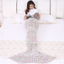 Knitted Blanket for Adults, All Seasons Sleeping Blanket Mermaid Tail#