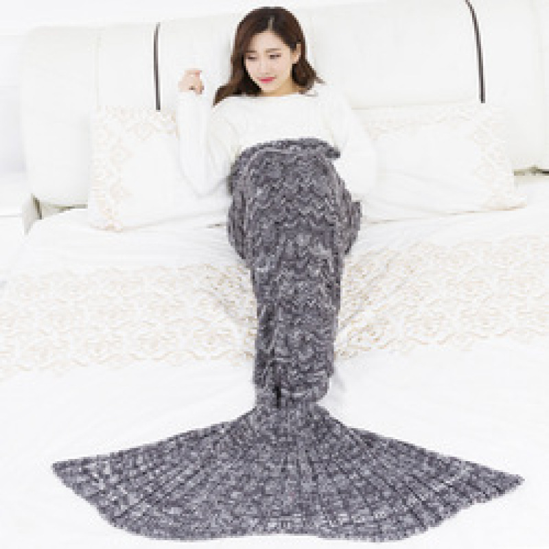 Knitted Blanket for Adults, All Seasons Sleeping Blanket Mermaid Tail#