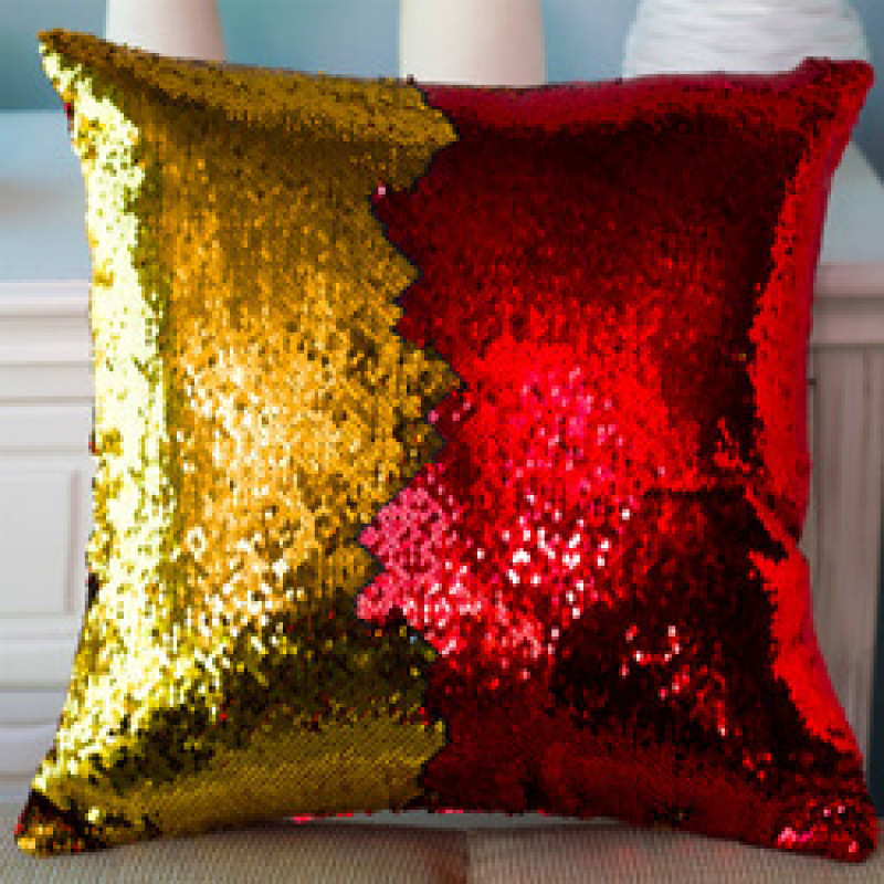 Gold And Silver Reversible Mermaid Sequin Cushion Cover, Ready Made Custom Throw Pillow/