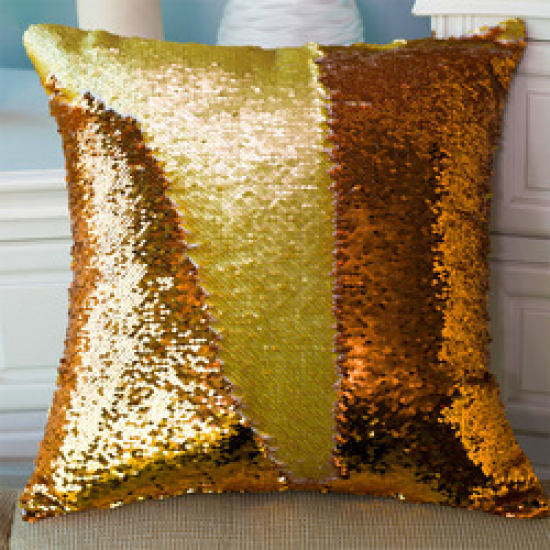 Gold And Silver Reversible Mermaid Sequin Cushion Cover, Ready Made Custom Throw Pillow/