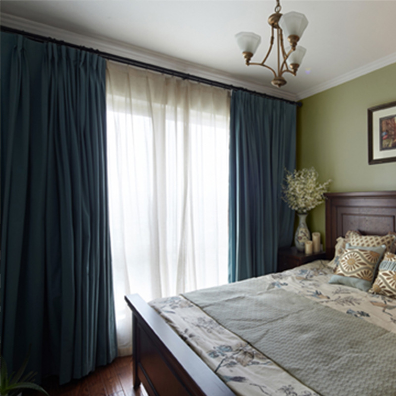 2019 luxury block out home textiles Cationic bamboo curtains living room modern