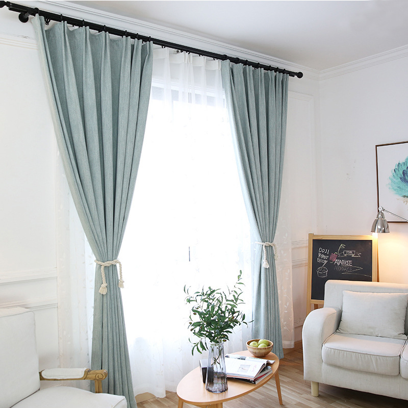 2019 luxury block out home textiles Cationic bamboo curtains living room modern