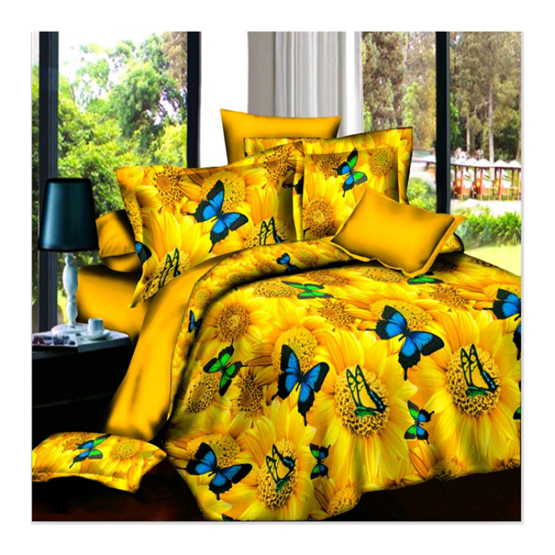 Cheap Bed Sheet Set, Blue Rose Cover Bed Bedding Set/Bed Sheets Comforter Set