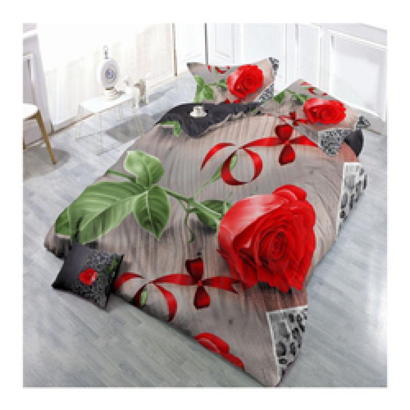 Cheap Bed Sheet Set, Blue Rose Cover Bed Bedding Set/Bed Sheets Comforter Set