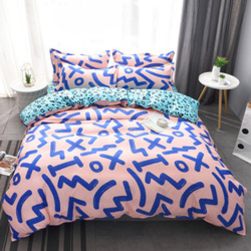 Explosion Style Flamingo Four-Piece Cotton-Like Skin-Friendly Cotton Bedding Set, Stylish Four-Piece Cotton-Proof Polyester /