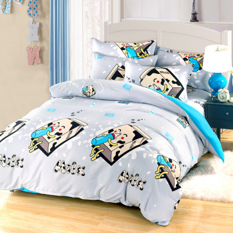 Explosion Style Flamingo Four-Piece Cotton-Like Skin-Friendly Cotton Bedding Set, Stylish Four-Piece Cotton-Proof Polyester /