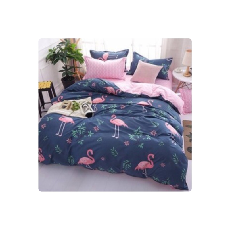 Explosion Style Flamingo Four-Piece Cotton-Like Skin-Friendly Cotton Bedding Set, Stylish Four-Piece Cotton-Proof Polyester /