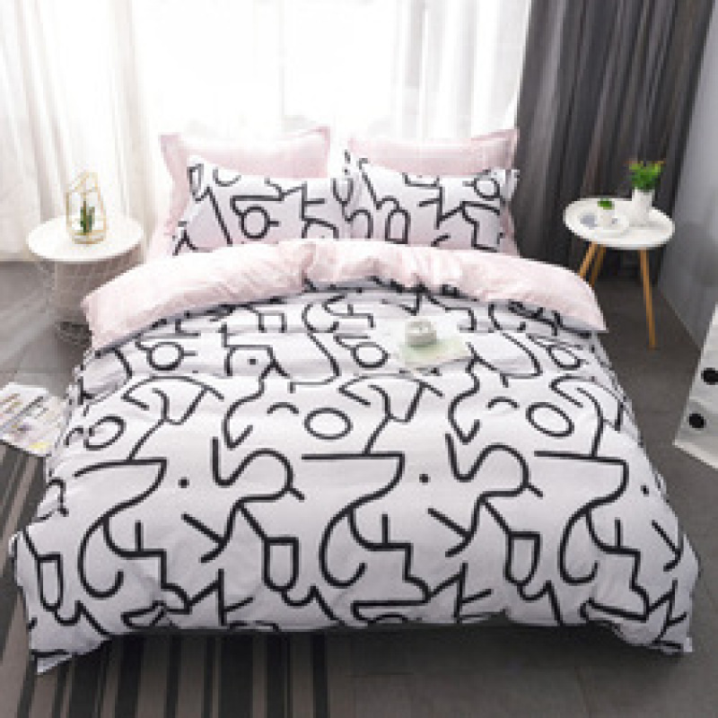 Explosion Style Flamingo Four-Piece Cotton-Like Skin-Friendly Cotton Bedding Set, Stylish Four-Piece Cotton-Proof Polyester /