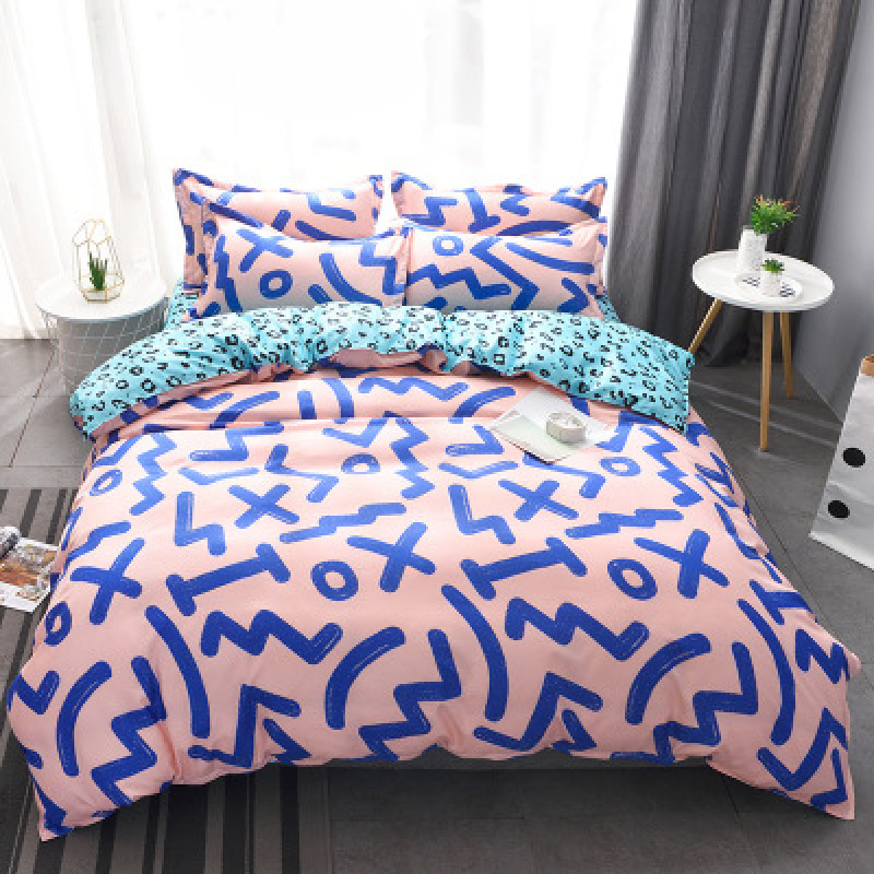 Explosion Style Flamingo Four-Piece Cotton-Like Skin-Friendly Cotton Bedding Set, Stylish Four-Piece Cotton-Proof Polyester /