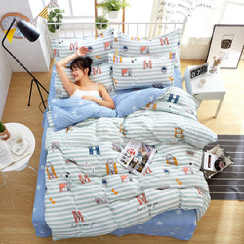 Explosion Style Flamingo Four-Piece Cotton-Like Skin-Friendly Cotton Bedding Set, Stylish Four-Piece Cotton-Proof Polyester /
