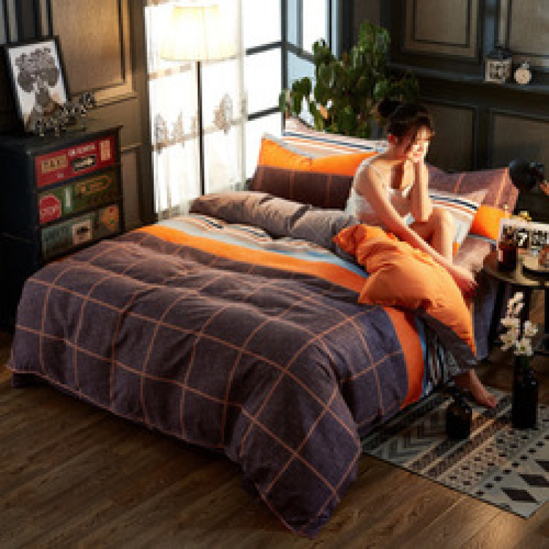 Explosion Style Flamingo Four-Piece Cotton-Like Skin-Friendly Cotton Bedding Set, Stylish Four-Piece Cotton-Proof Polyester /