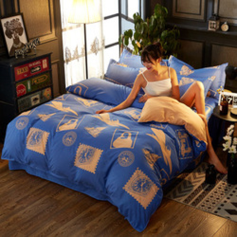 Explosion Style Flamingo Four-Piece Cotton-Like Skin-Friendly Cotton Bedding Set, Stylish Four-Piece Cotton-Proof Polyester /