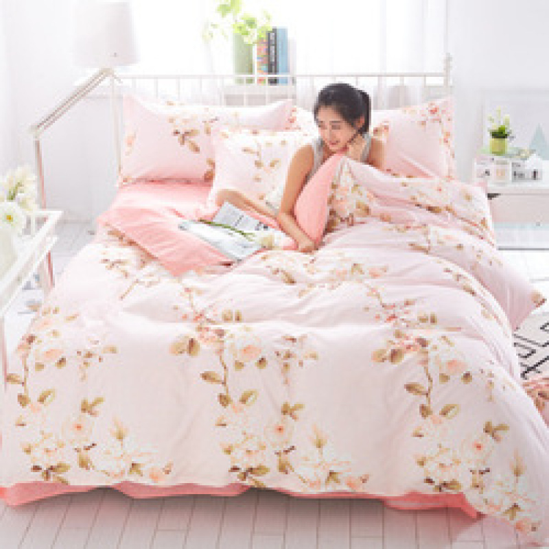 Explosion Style Flamingo Four-Piece Cotton-Like Skin-Friendly Cotton Bedding Set, Stylish Four-Piece Cotton-Proof Polyester /