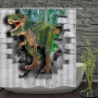 Dinosaur Century Small Dinosaur Child Cartoon Printed Polyester Waterproof Shower Curtain For Bathroom