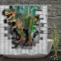 Dinosaur Century Small Dinosaur Child Cartoon Printed Polyester Waterproof Shower Curtain For Bathroom