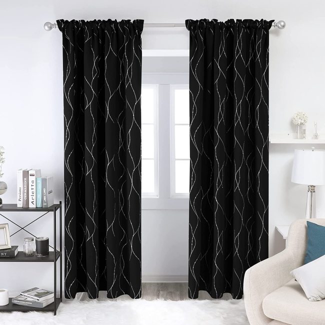 2021 hot sale Korean silk printing geometric pattern curtains,Amazon customized finished pure color blackout curtains/