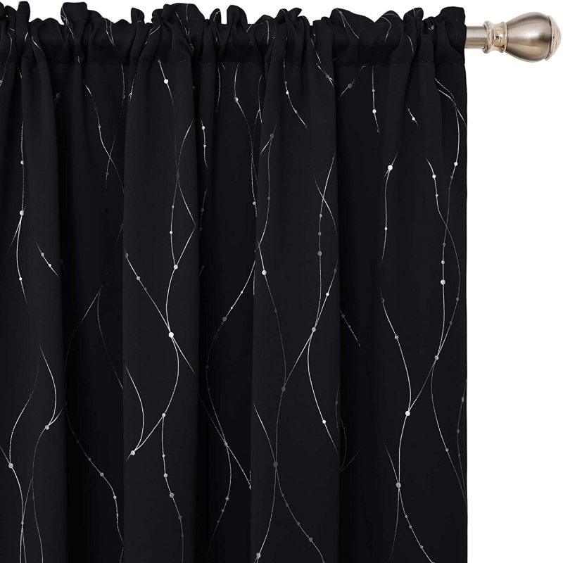 2021 hot sale Korean silk printing geometric pattern curtains,Amazon customized finished pure color blackout curtains/