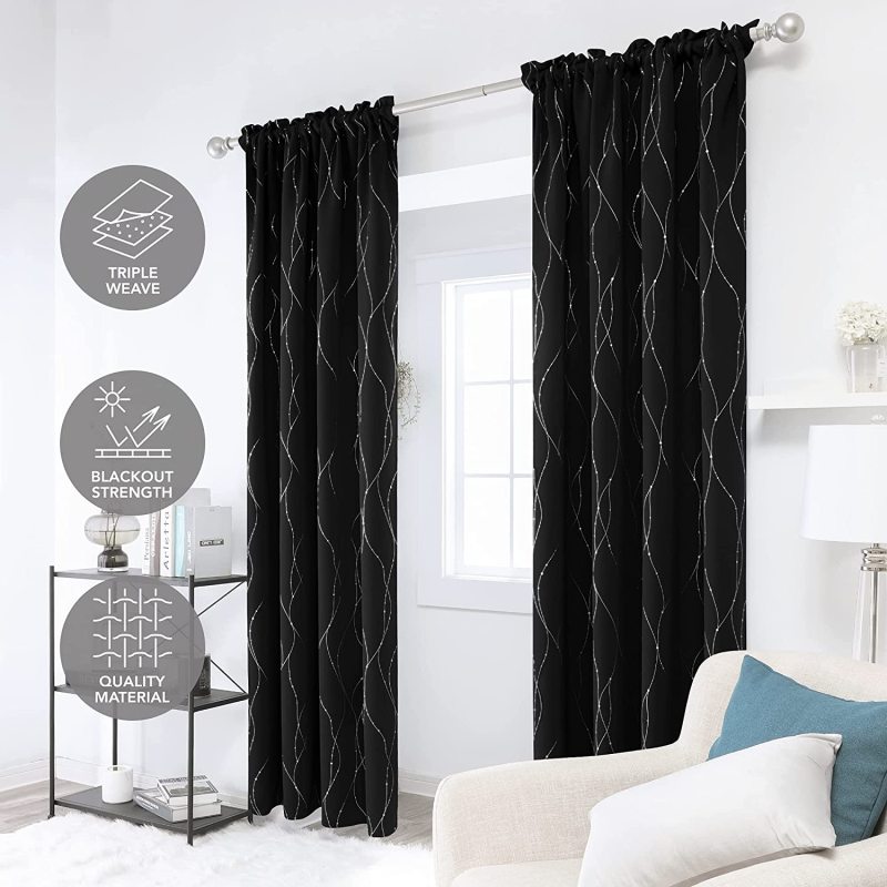 2021 hot sale Korean silk printing geometric pattern curtains,Amazon customized finished pure color blackout curtains/
