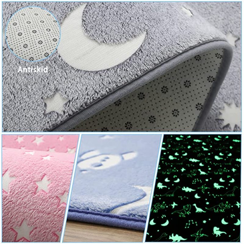 Glow-in-the-dark carpet soft decorative play mat is suitable for children's non-slip living room carpet bedroom luminous blanket