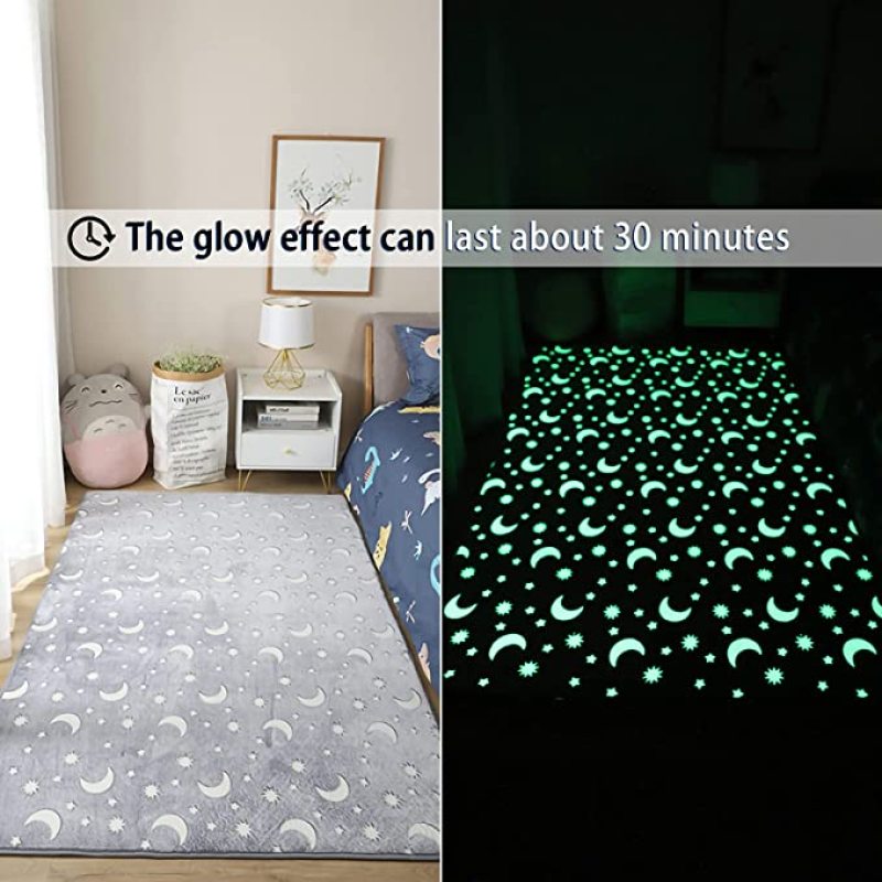 Glow-in-the-dark carpet soft decorative play mat is suitable for children's non-slip living room carpet bedroom luminous blanket