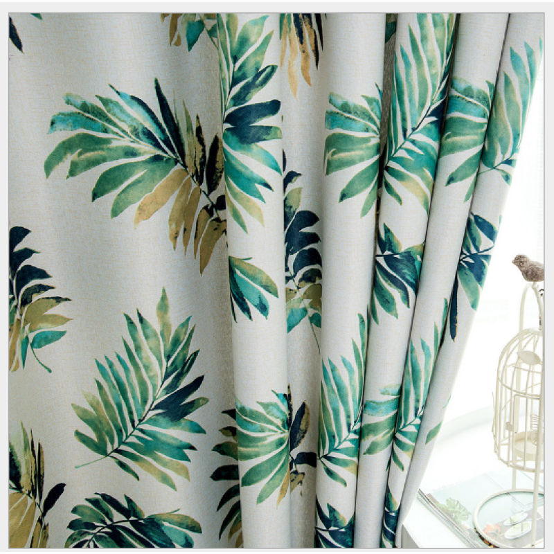 Super Soft Fabric Curtains Printed Landscape, Made In China India Curtains Printed Natural Leaves@