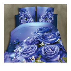 White Rose Cotton 3D Bedding Set, Comforter Set Nantong/4 Piece Bed Sheet Set