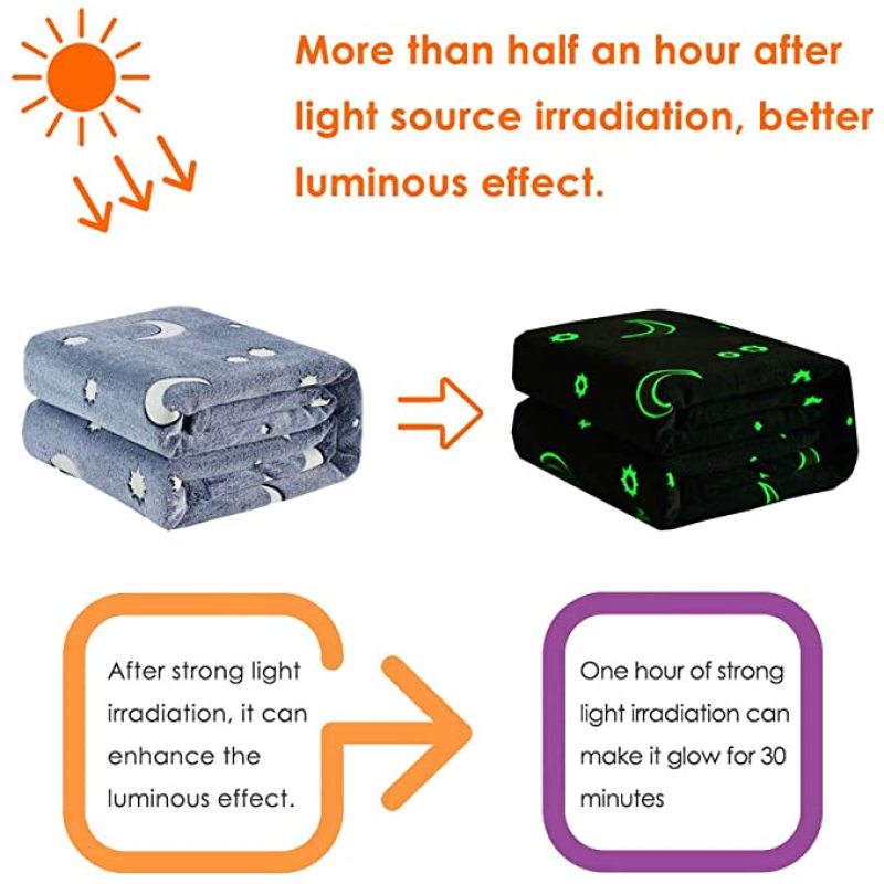Amazon Hot Sell style printed glow-in-the-dark, flannel children's adult blanket/