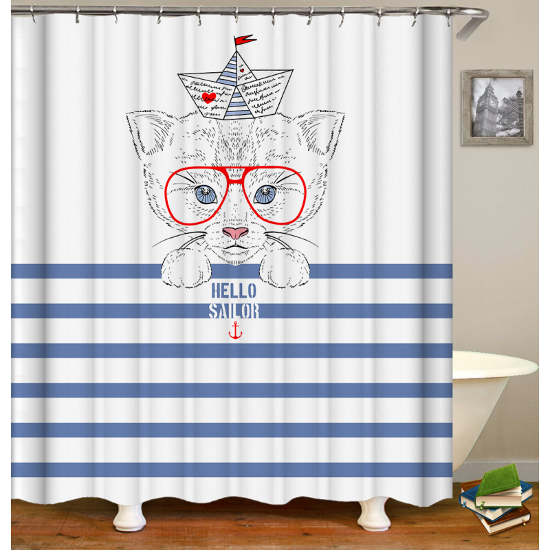 Designers Kids Cartoon Animal Cute Dog To The Moon Custom Print Shower Curtains Set in Bathroom for Kids Children`s Day/