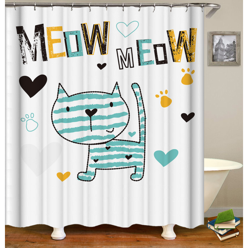 Designers Kids Cartoon Animal Cute Dog To The Moon Custom Print Shower Curtains Set in Bathroom for Kids Children`s Day/