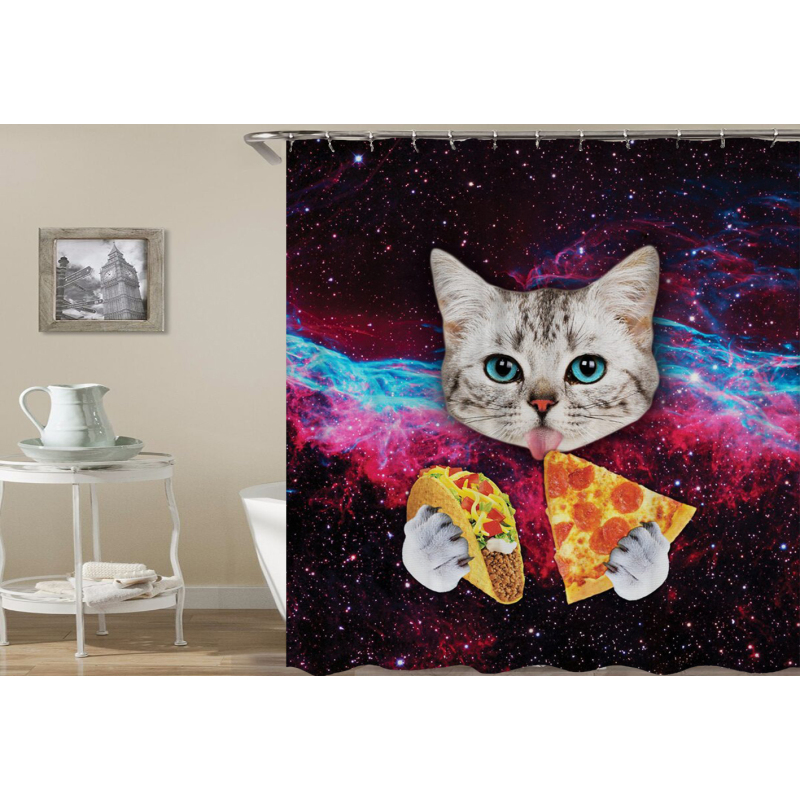 Designers Kids Cartoon Animal Cute Dog To The Moon Custom Print Shower Curtains Set in Bathroom for Kids Children`s Day/