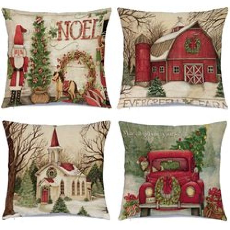 Christmas Pillow Covers Zippered Square Cushion Cover Case Pillow Covers/