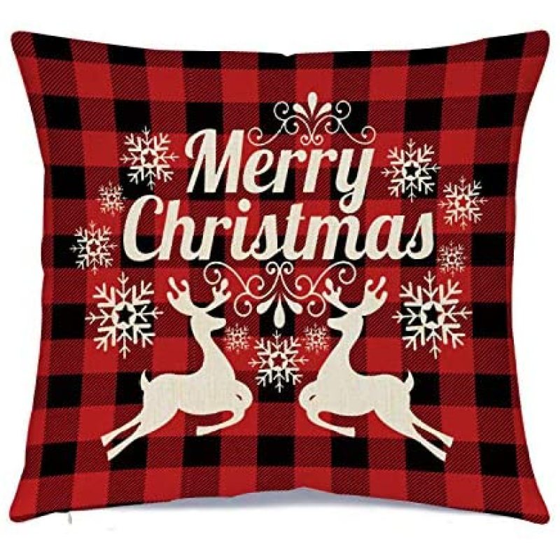 Christmas Pillow Covers Zippered Square Cushion Cover Case Pillow Covers/