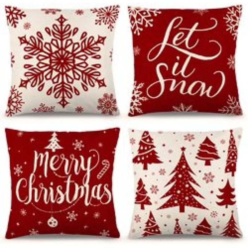 Christmas Pillow Covers Zippered Square Cushion Cover Case Pillow Covers/