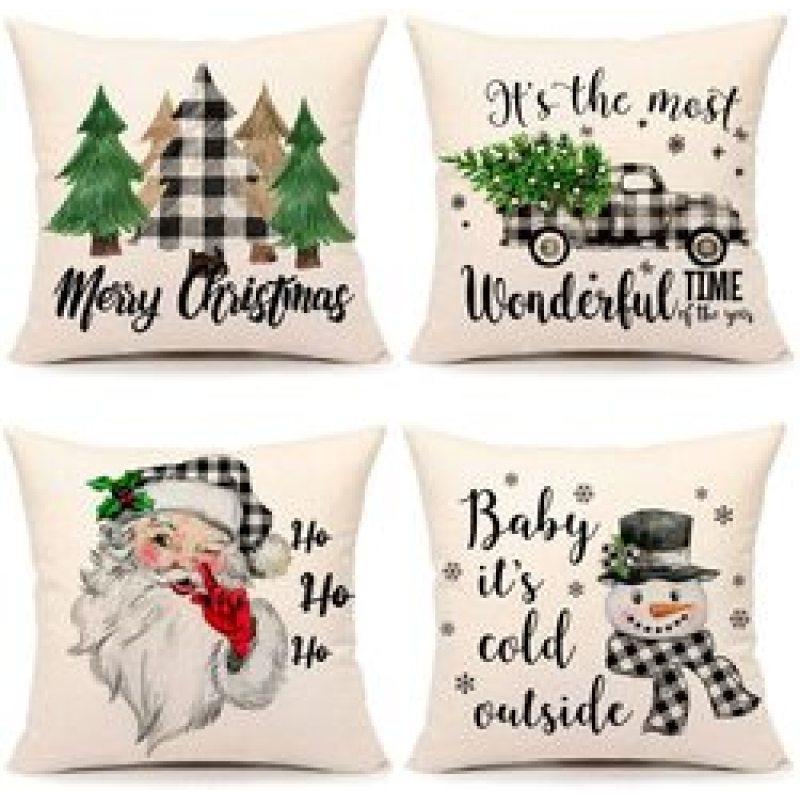 Christmas Pillow Covers Zippered Square Cushion Cover Case Pillow Covers/