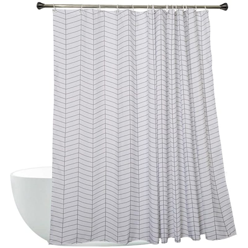 Custom Print 72x72 Shower Curtain Herringbone Print Washable Shower Curtain With Reinforced Buttonholes/
