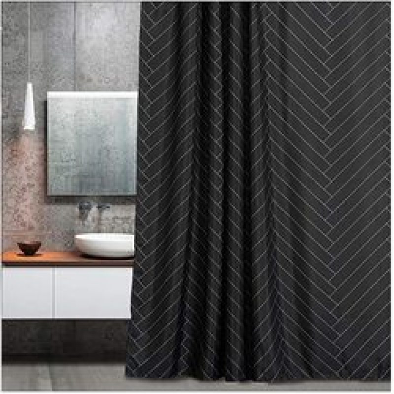 Custom Print 72x72 Shower Curtain Herringbone Print Washable Shower Curtain With Reinforced Buttonholes/