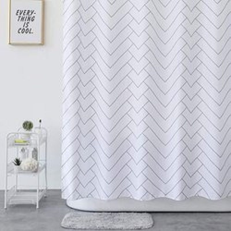 Custom Print 72x72 Shower Curtain Herringbone Print Washable Shower Curtain With Reinforced Buttonholes/