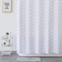 Custom Print 72x72 Shower Curtain Herringbone Print Washable Shower Curtain With Reinforced Buttonholes/