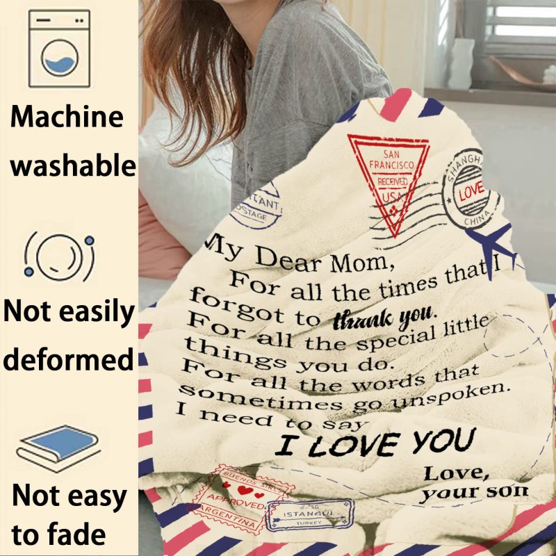 Envelope Letter Printed Quilts Flannel Fleece 130x150cm To my Daughter Son Dad Mom Air Mail Everything Fuzzy Fleece Blanket